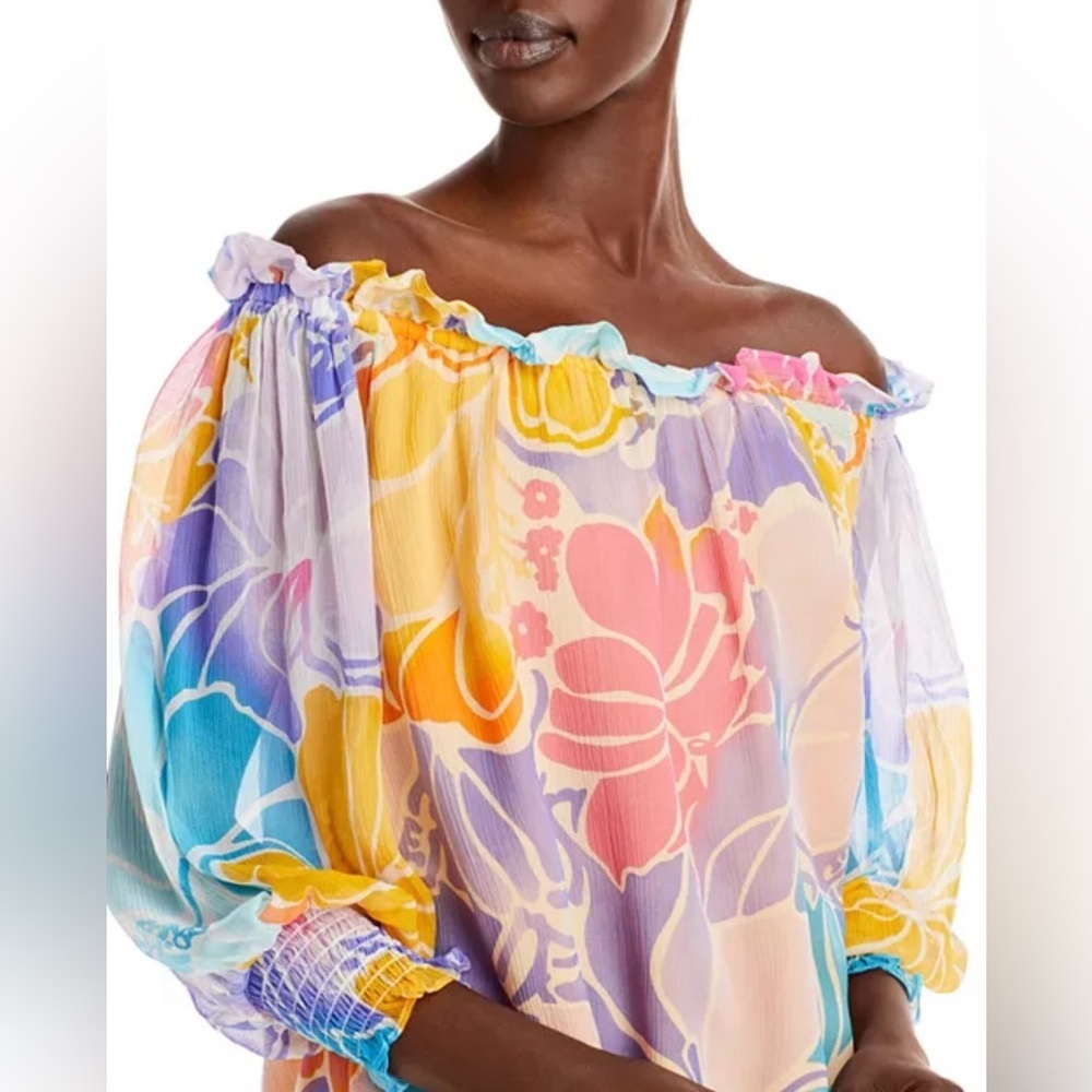 Ramy Brook Addison Blouse Women's Size XS Multicolour Floral Silk Off Shoulder - Picture 14 of 14